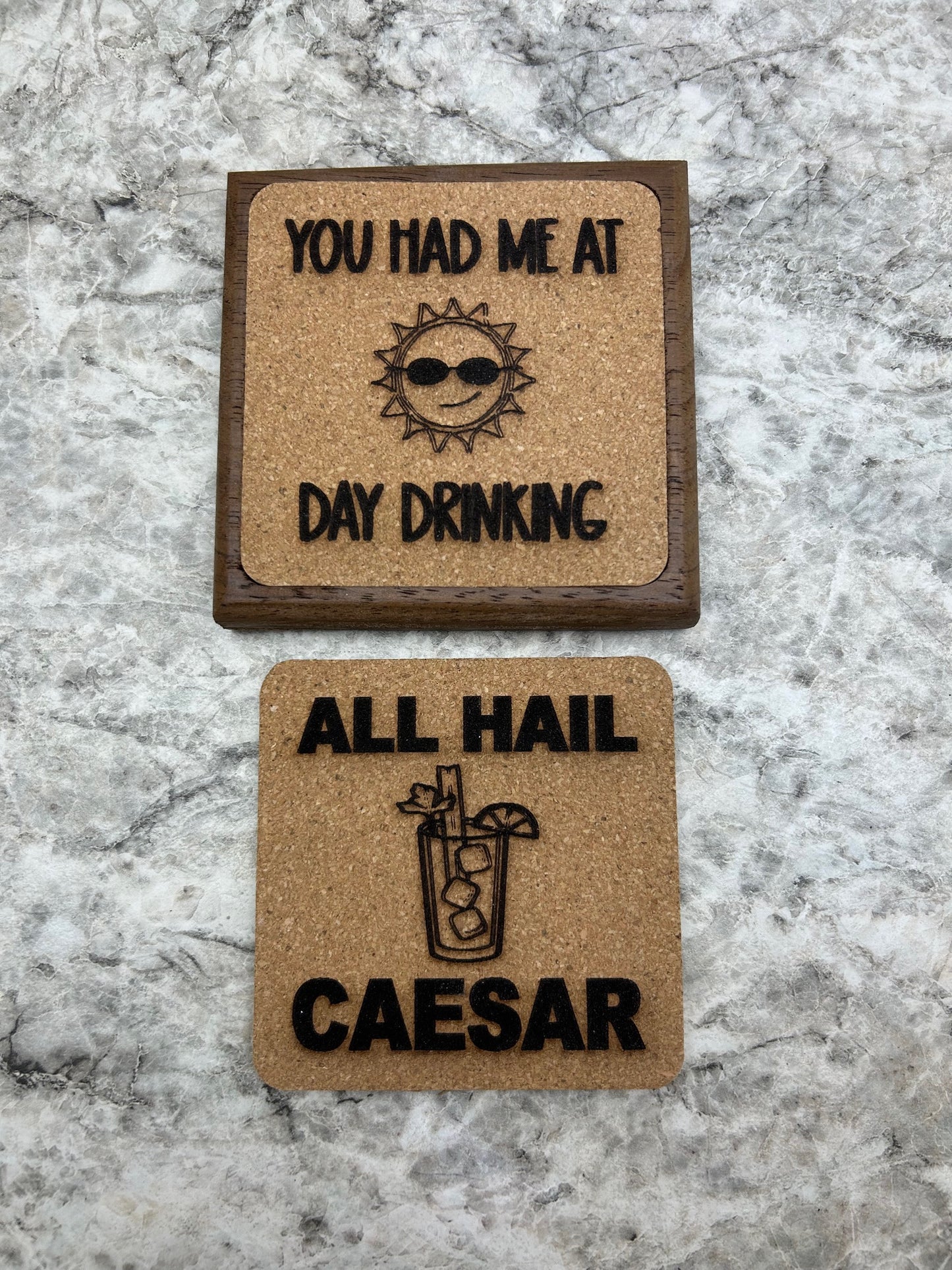 interchangeable walnut and cork coasters
