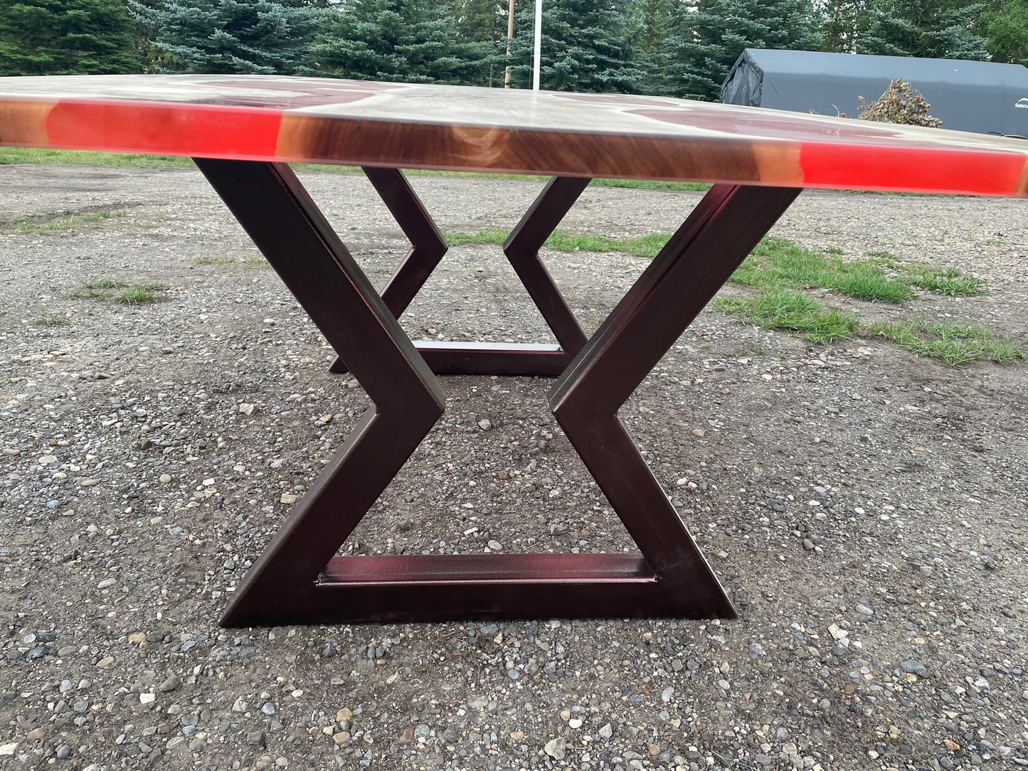 Cottonwood And Red Epoxy River Dining Table