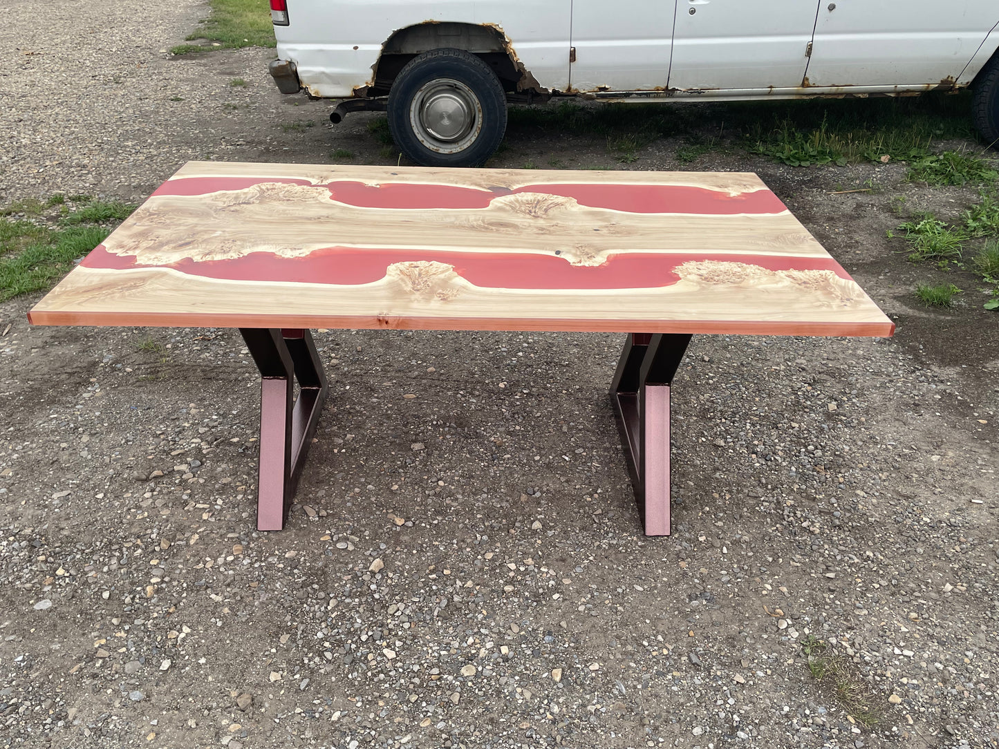 Cottonwood And Red Epoxy River Dining Table