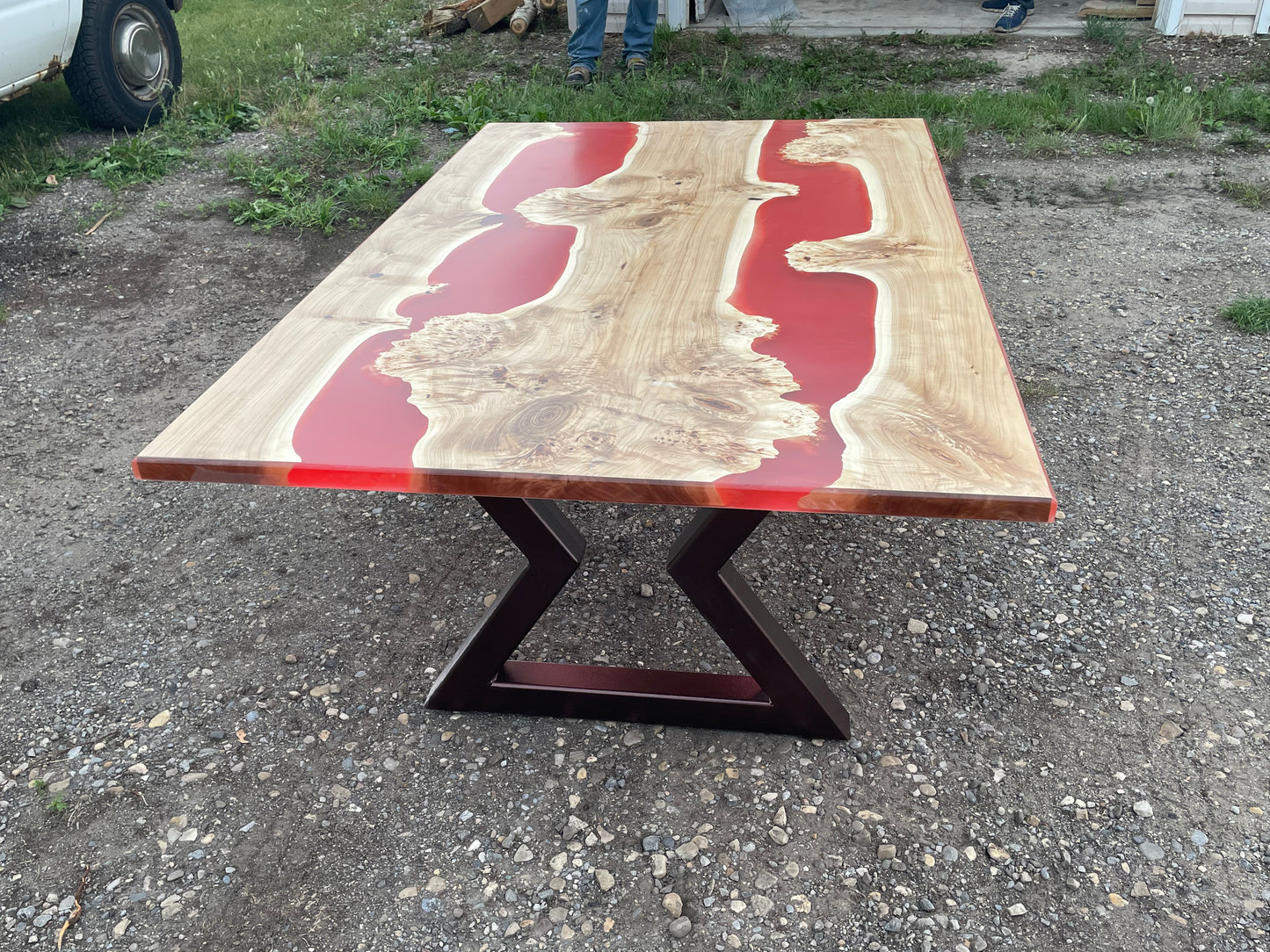 Cottonwood And Red Epoxy River Dining Table