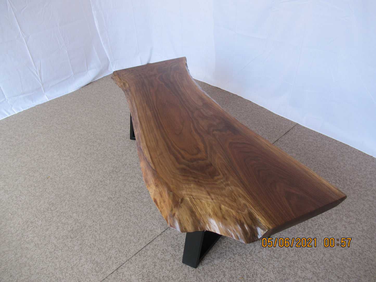 Handcrafted Solid Walnut Coffee Table with Sleek Metal Legs