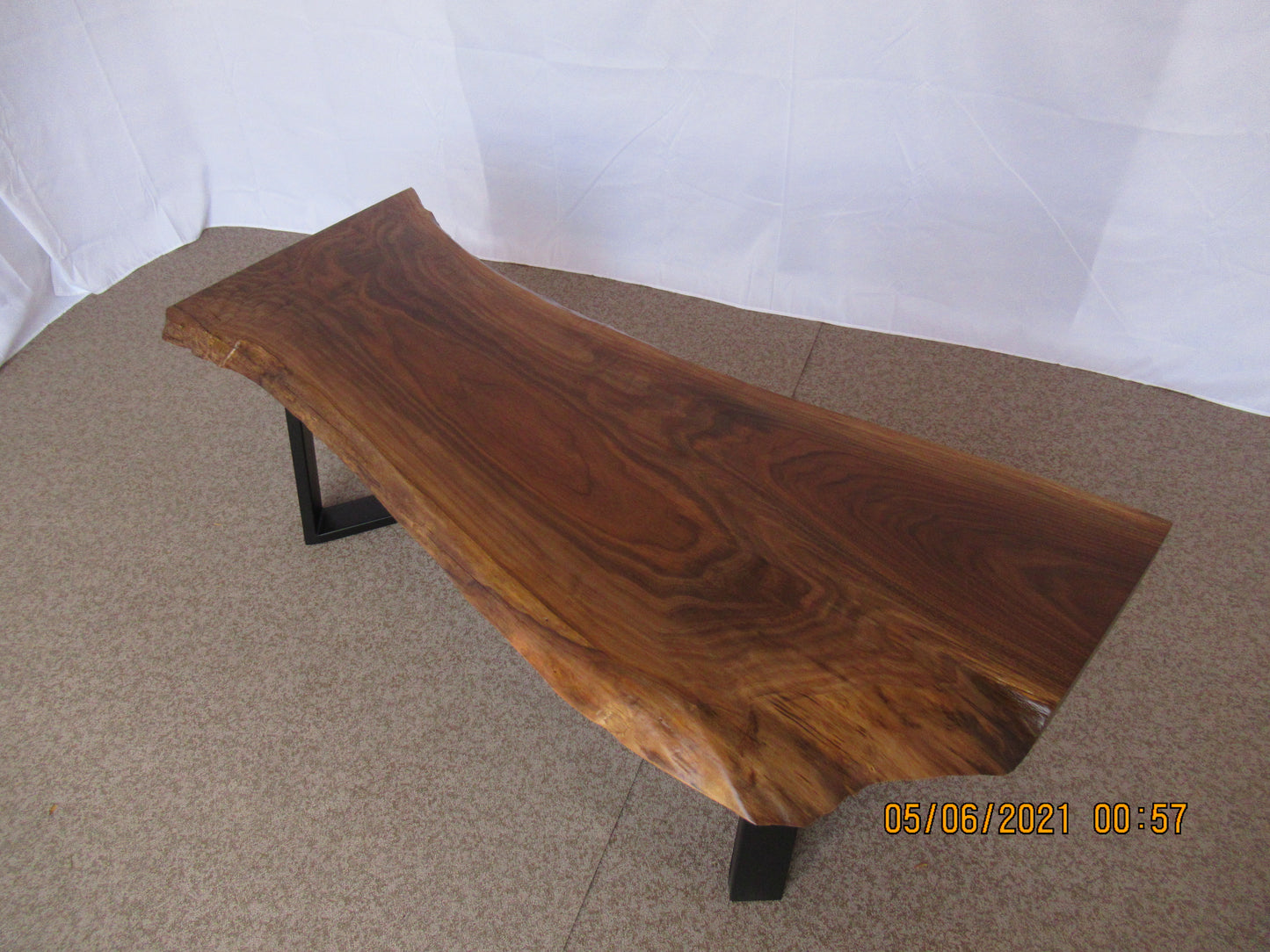 Handcrafted Solid Walnut Coffee Table with Sleek Metal Legs