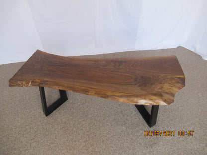 Handcrafted Solid Walnut Coffee Table with Sleek Metal Legs