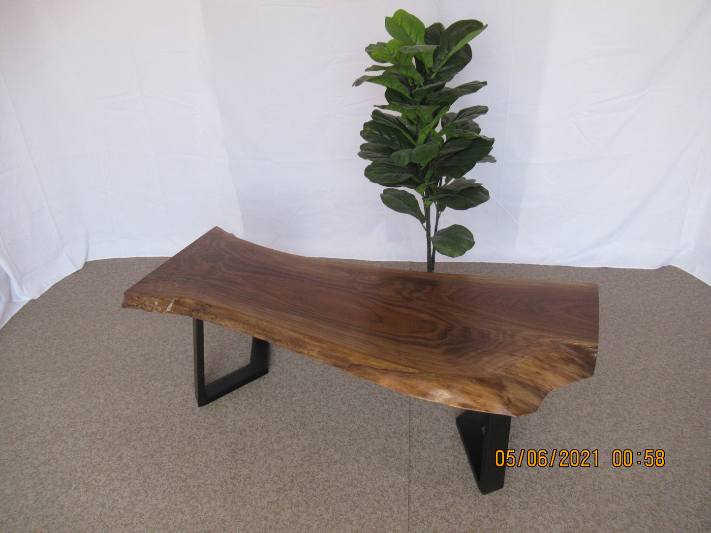 Handcrafted Solid Walnut Coffee Table with Sleek Metal Legs