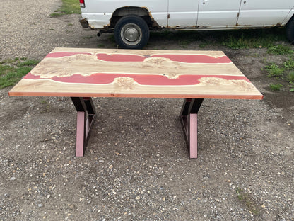 Cottonwood And Red Epoxy River Dining Table