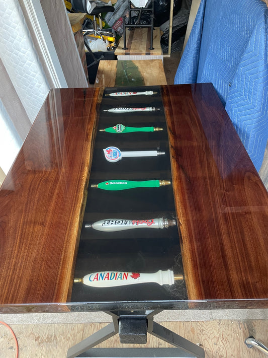 Walnut And Epoxy Beer Table
