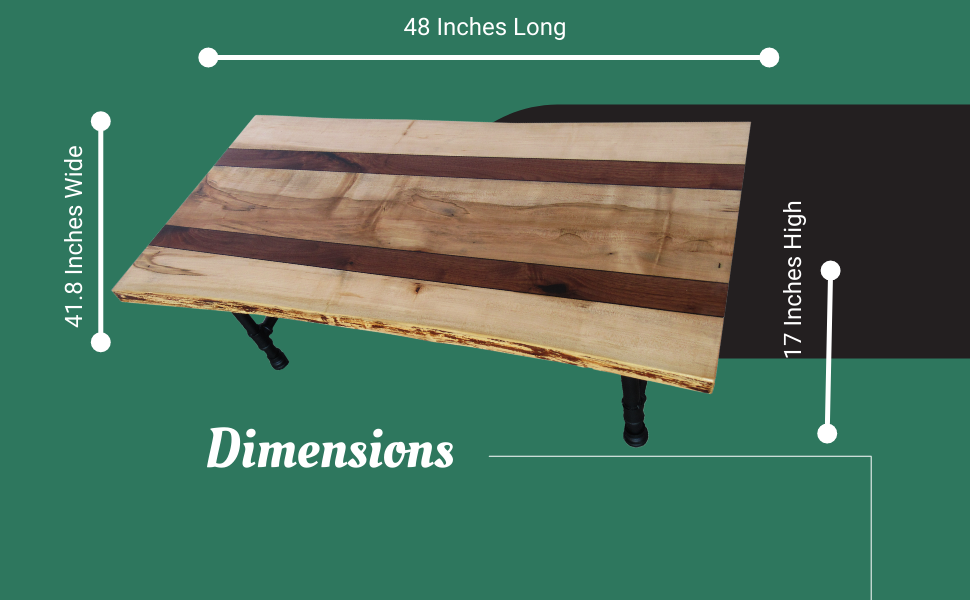 Rockyview Maple and Walnut Coffee Table dimensions